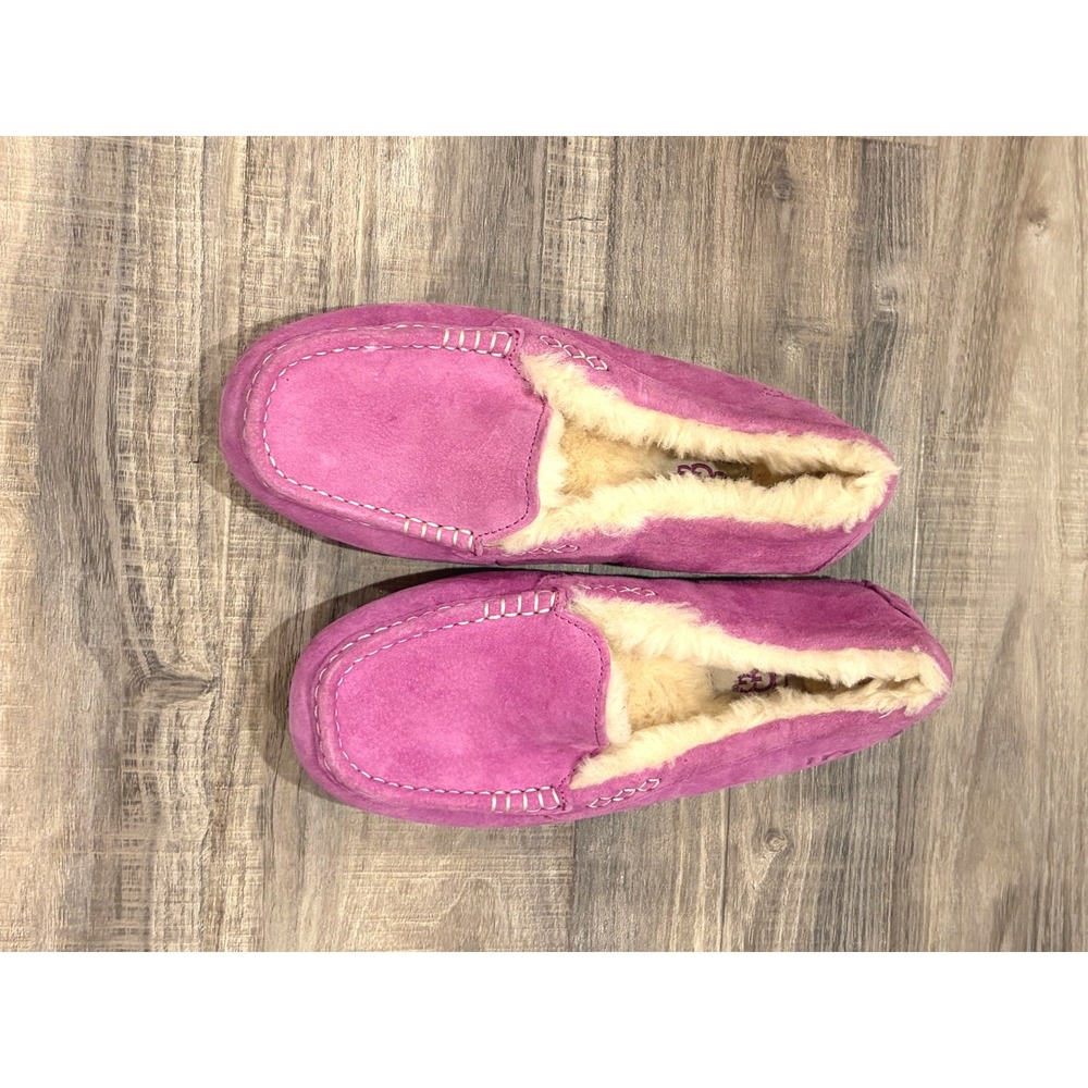 UGG Ansley Pink Suede Shearling Moccasin Slippers Womens 7 Coquette Y2K Comfy